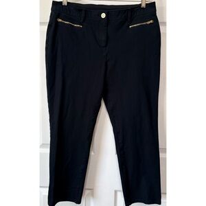 Chicos So Slimming Black Ankle Jeans Stretch Gold Zip Pockets Size 2 (12)